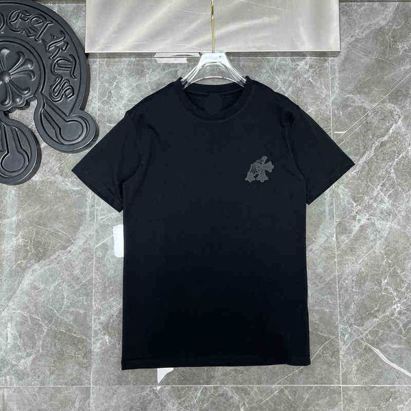

t-shirt men's t shirtfactory online export new designer brand short sleeves 2022 summer ch horseshoe overlapping cross flocking men and, White;black