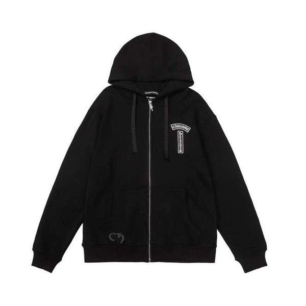 

men's hoodies sweatshirts classic luxury ch brand fashion men woman horseshoe sanskrit cross pullover hooded zipper sweater loose jacke, Black