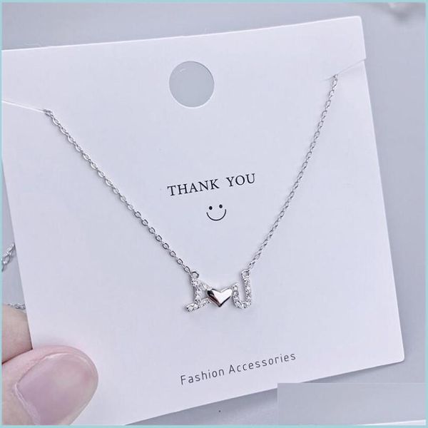 

pendant necklaces 925 sterling sier i love u statement necklaces heart shape zircon womans jewelry charm pendant necklace f mjfashion dheve, Silver