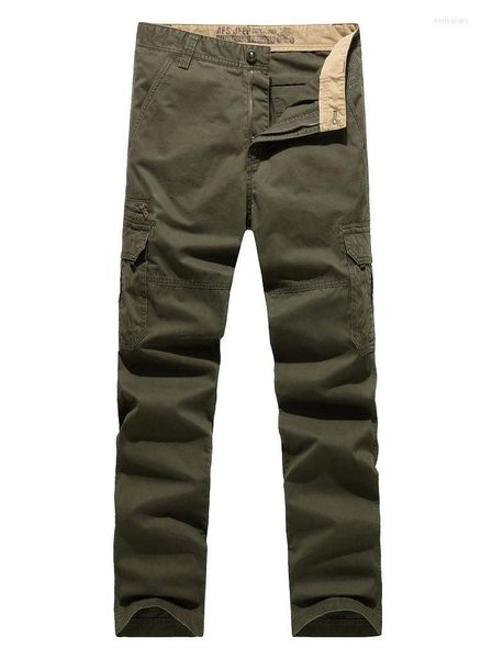 

men's pants mens cotton casual military cargo with many pockets army khaki plus size 30-44 2022, Black
