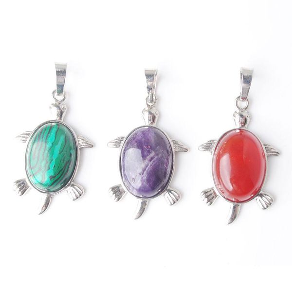 

pendant necklaces natural tiger s eye agate stone tiny turtle pendants reiki lucky animal sea charm jewelry for women be910 lulubaby dhvq8, Silver
