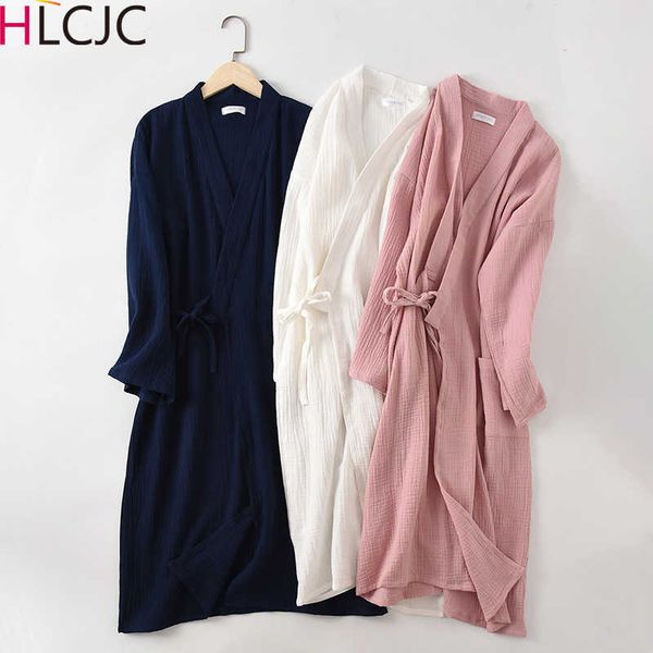 

women's sleepwear couples crepe gauze bathrobe solid cotton robe long-sleeved v-neck kimono wedding robes sleepwear plus size dressing, Black;red