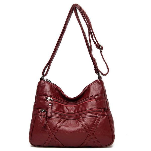 

hbp washed messenger bag for the middle-aged and the elderly fashion soft leather shoulder bags multi layer large capacity women's