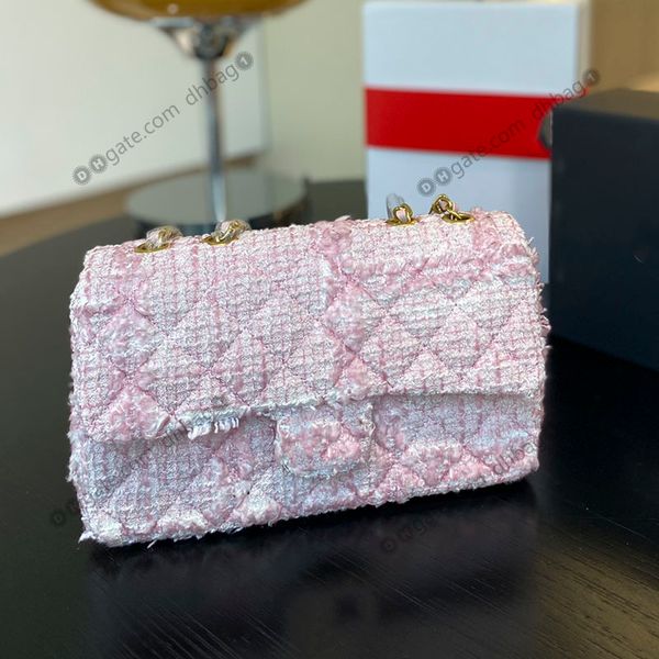 

french designer handbags women crossbody bags gold-tone hardware two-tone tweeds shoulder messenger bag luxury flap key pouch portable sacoc