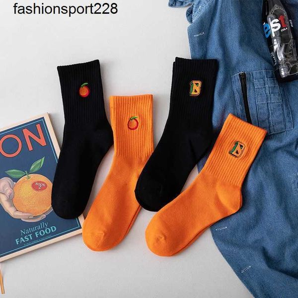 

designer v socks fashion orange men women autumn winter black skateboard socks hip hop trend medium long sock, White;pink