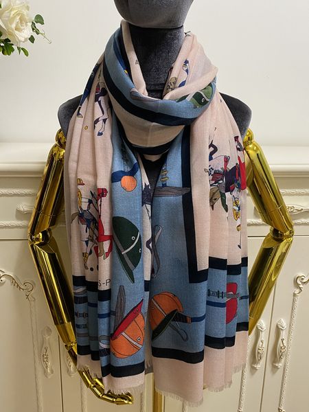 

women long scarf scarves cashmere material thin and soft print letters horse pattern size 200cm -100cm, Blue;gray