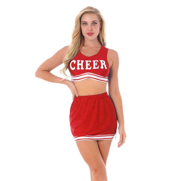 

women's tracksuits women come sports cheer up dance sets sleeveless letters print crop vest and skirt cheerleaders performance suits t, Gray