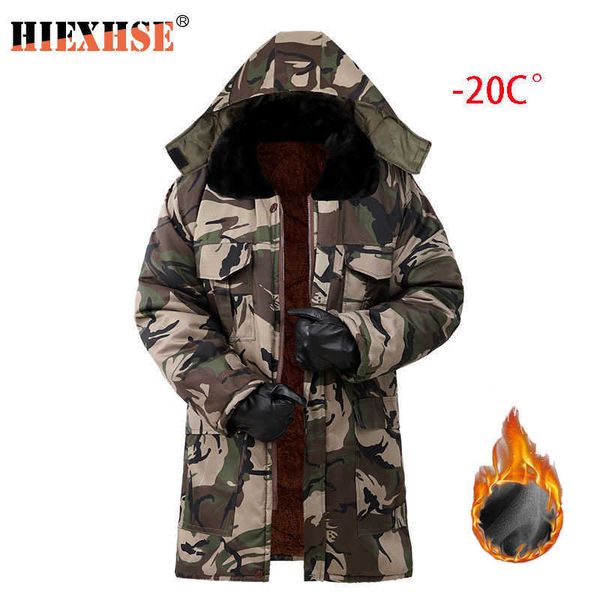 

men's down parkas winter parka men fleece camouflage thicken cotton hooded coat cold-proof warm parkas casual brand outdoor padded jack, Black