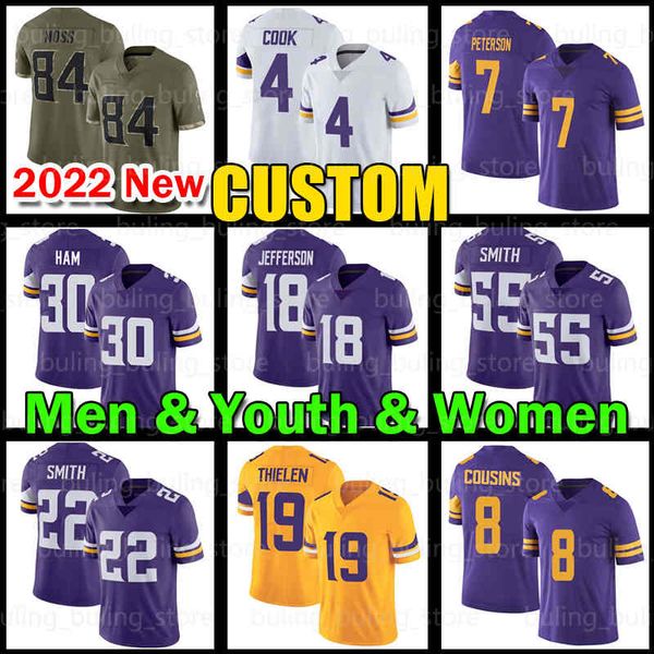 

justin jefferson adam thielen jerseys t.j. hockenson football 4 dalvin cook zadarius smith tj eric kendricks cj ham kirk cousins randy moss, Black;red