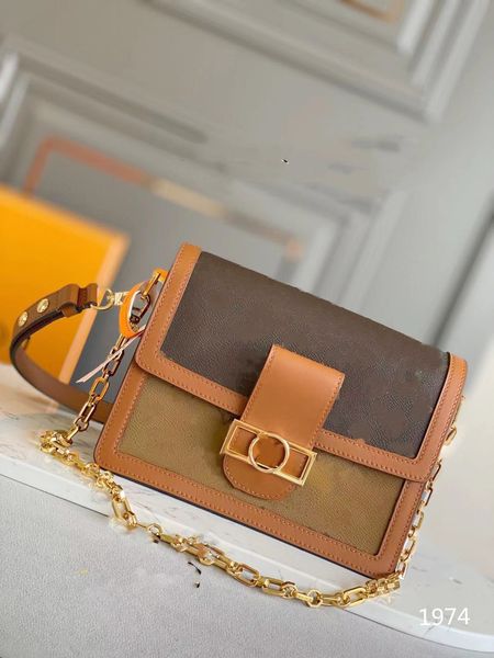 

designer shoulder bag crossbody bags dauphine fashion chain handbags luxurys leather totesleather woman handbag 20cm new khaki textile singl