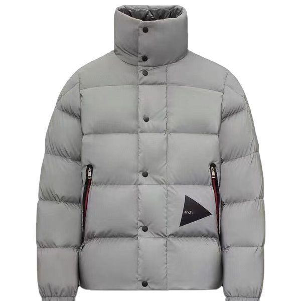 

designer mens down parkas women's night reflective stand collar hooded triangle down jacket thickened warm loose couple classic jackets, Black