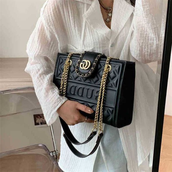 

70% off 2023 designer bag women's small square embossed big letter tote rivet solid color single messenger