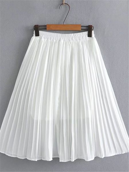 

plus size dresses plus size women clothing skirt elastic waist pleated chiffon skirt summer dress have substrate inside bigsize solid color, Black