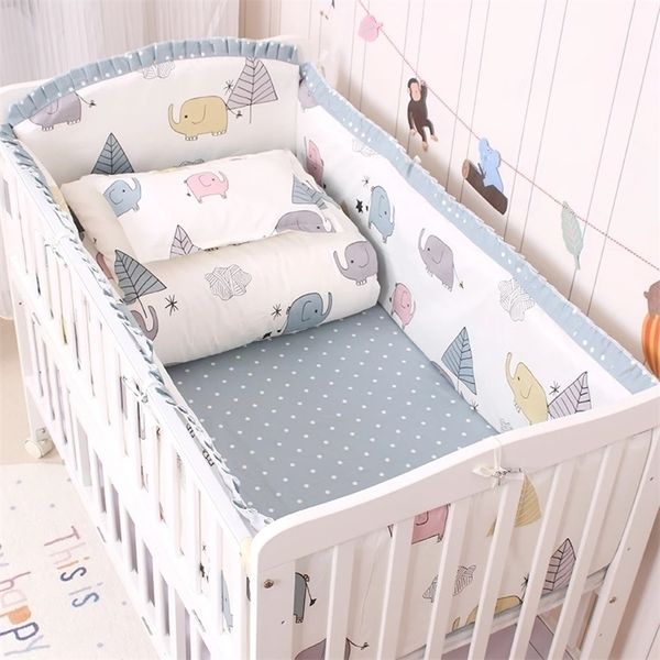 

bed rails 6pcs/set baby crib bedding set cotton print toddler baby bed linens baby cot bumpers bed sheet pillowcase born bedding set 221006