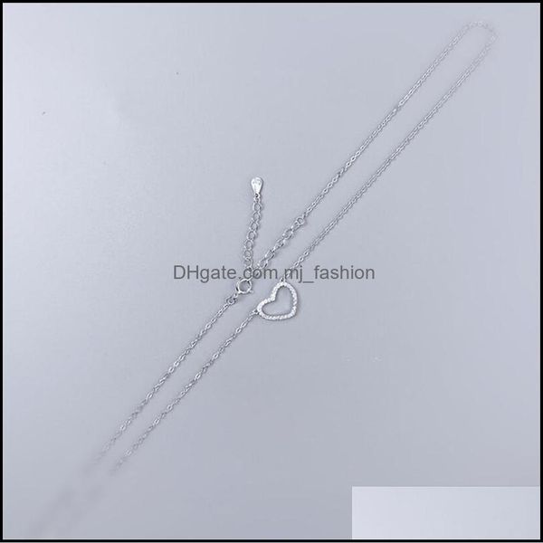 

pendant necklaces hollow love heart pendant necklaces 925 sterling sier micro inlaid clavicle sweet jewelry charm choker ne mjfashion dhk9n, Silver