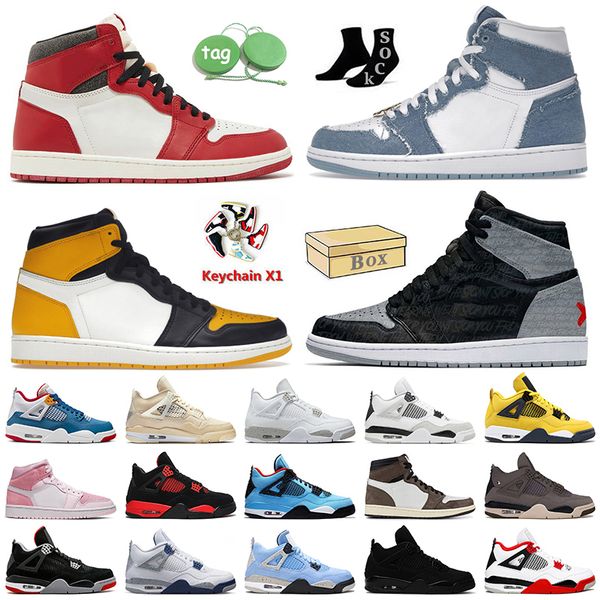 

women mens 4s basketball shoes jumpman 1 high og lost found denim 1s taxi midnight navy 4 dark mocha military red thunder oreo sail offs whi