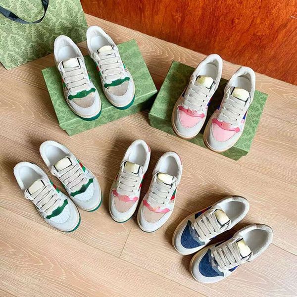 

fashion vintage casual shoes old dirty leather lace up men women casual shoes outdoor sneakers canvas sports luxury classic blue red striped
