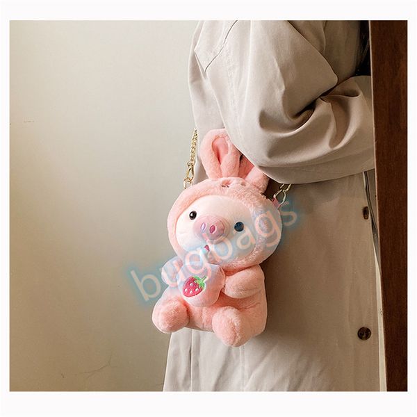 

hbp cute plush doll pig bags 2022 new female cross-body chain bag shopping wallet card holder