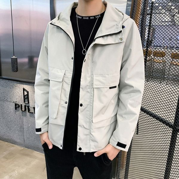

harajuku jacket with hood spring and autumn men street casual coat windbreaker jacket lightweight clothing cool, Black;brown