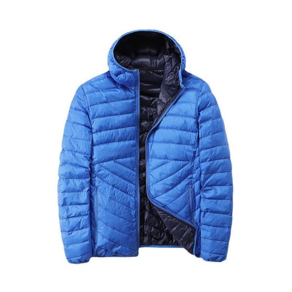 

men's down parkas white duck jackets men hooded ultra light warm outwear coat both sides man winter autumn jacket g220930, Black