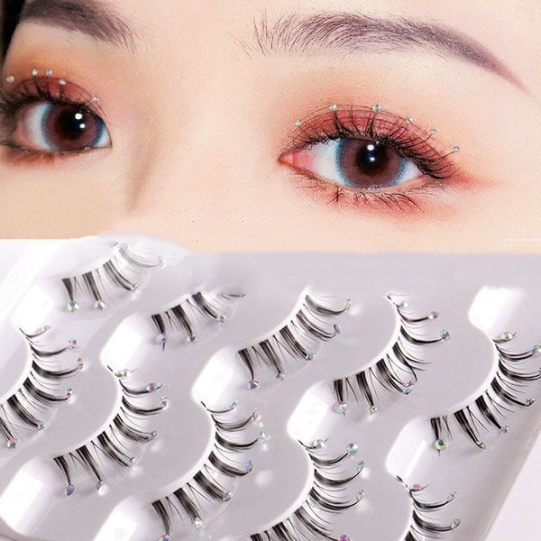 

halloween strip eyelashes diamond glitter 3d lashes extension wholesale natural wispy reusable clear band eyelash