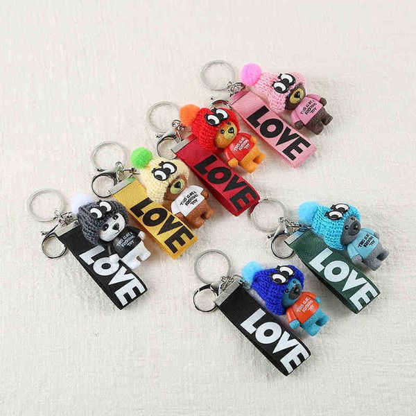 

keychains new korean bear ribbon cute teddy love pendant student, Silver