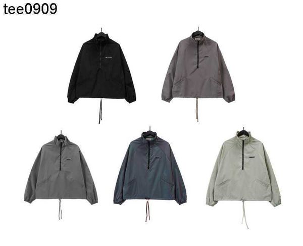 

fashionable retro essential it sells well in america double line essentials laser colorful nylon designer jacket, Black;brown