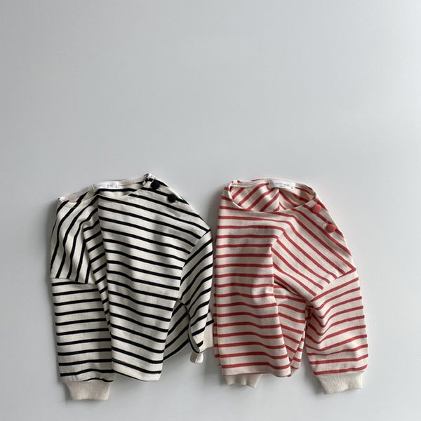 

fashion t-shirts striped print baby clothes cotton long sleeve t shirts boys and girls autumn kids clothing 20221006 e3, Blue