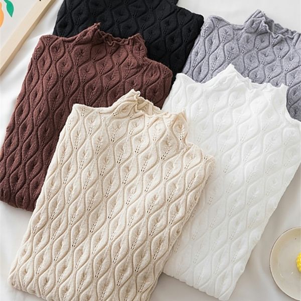 

women's sweaters half turtleneck sweater women knitwear slim solid color pullover autumn and winter warm knitted sweater jumper soft pu, White;black