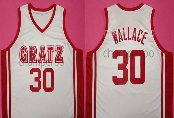 

basketball simon gratz high school rasheed wallace #30 retro basketball jersey men's stitched custom number name jerseys, Black;red