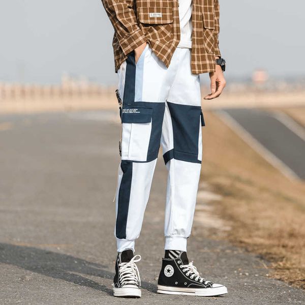 

men's pants joggers men harem ribbons streetwear hip hop sweatpants male harajuku 2021 spring autumn track cargo pant trousers g220929, Black