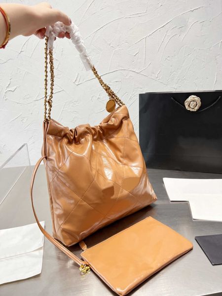 

22 handbag totes handbag tz classic designer small trash bag large capacity metal hardware double chain shopper with single zipper genuine l