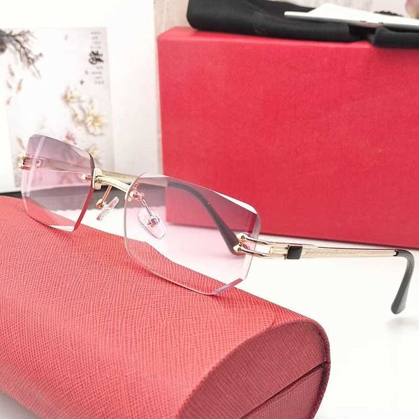 

sun glasses modern rimless woman sun designer man rectangle frames 24k gold plated arm simple light comfortable summer sunshades uv400, White;black