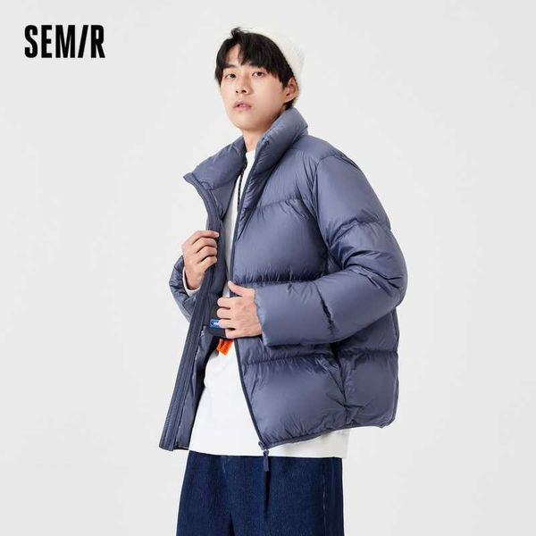 

men's down parkas semir cloud jacket men lightweight warm stand-up collar solid man clothes autumn and winter new short clothing g22093, Black