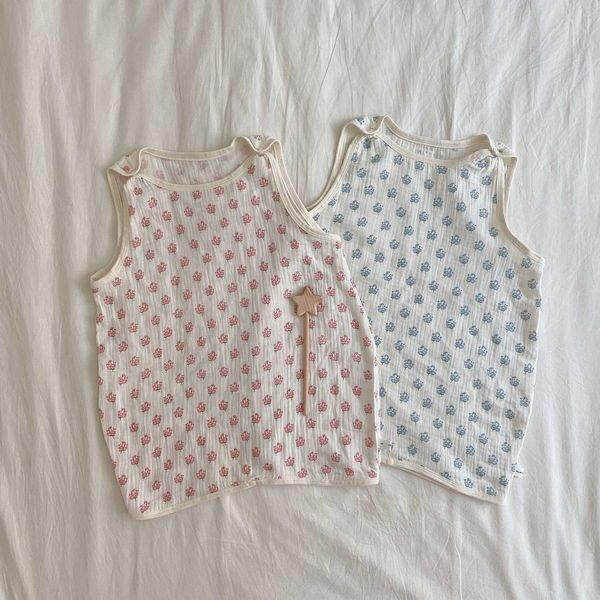 

rompers infant girl fashion retro floral sleeveless sleeping bag loose thin comfortable soft boy sling jumpsuit kid cute bedding j220922, Blue
