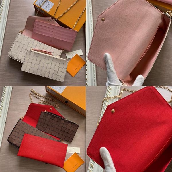 

with box real cowhide pochette felicie chain shoulder crossbody bags favorite envelope messenger bag designer handbags lady purs262j, Red;black