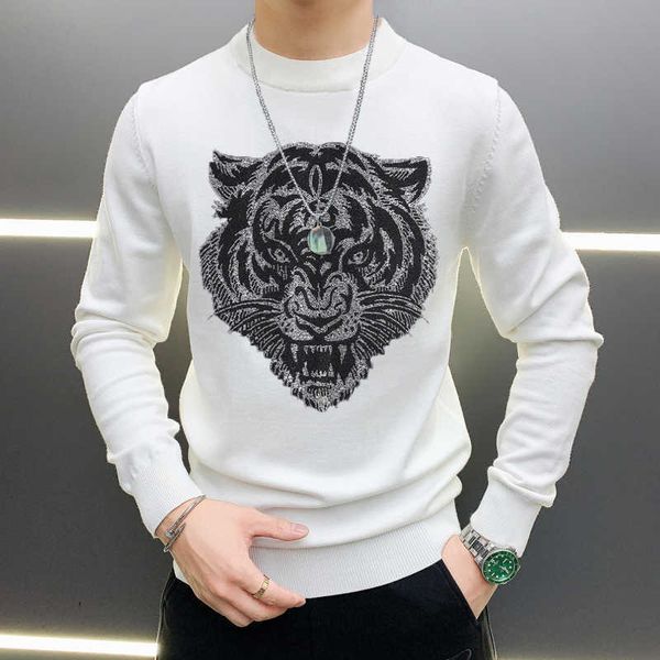 

men's sweaters warm fabric winter men's sweater soft knit pullover street personality luxury diamond craft t220928, White;black