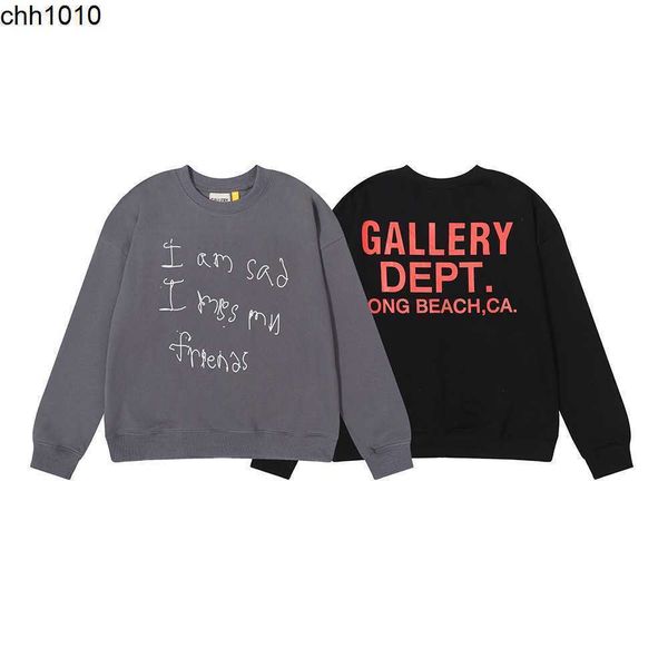 

classics fashion retro galleryes dept terry round neck sweater men's and women's large alphabet printed pullover, Black