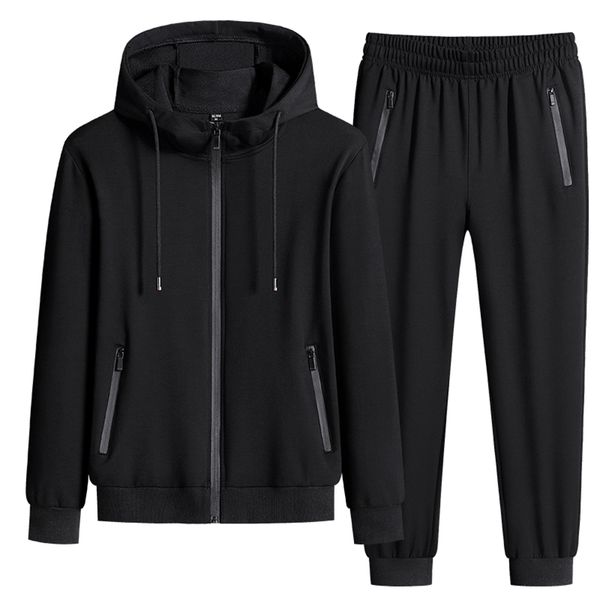 

men's tracksuits tracksuit men sportswear sets spring autumn clothing hooded suit male 2 pieces sweatshirt sweatpants big size 5xl 2210, Gray