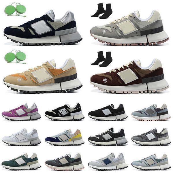 

kith 10th anniversary x rc 1300 original running shoes sports navy pigment athletic tokyo design marbled blue summer fog tan 1300 1300s men, Black