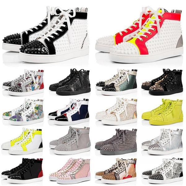 

red-bottoms christians with box red junior spikes platform shoes men women casual shoes red etoile vintage tripler flat trainers snea uk iba, Black