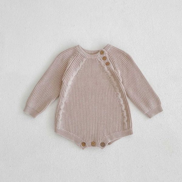 

rompers 2022 autumn new children boy girl baby knitting long sleeve romper kid casual cotton onesie toddler pure color jumpsuit clothing j22, Blue