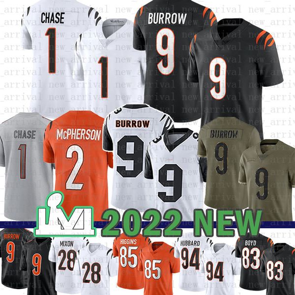 

evan mcpherson ja'marr chase football jersey joe burrow tee higgins mixon logan wilson sam hubbard tyler boyd daxton hill cincinnati be, Black;red