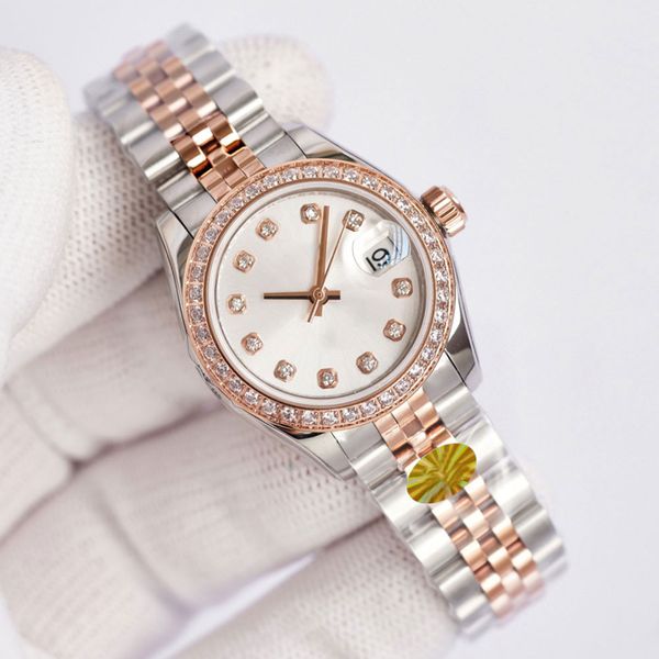 

womans watches 31mm automatic mechanical watch stainless steel strap diamond dial design waterproof wristwatch gift wristwatches for, Slivery;brown
