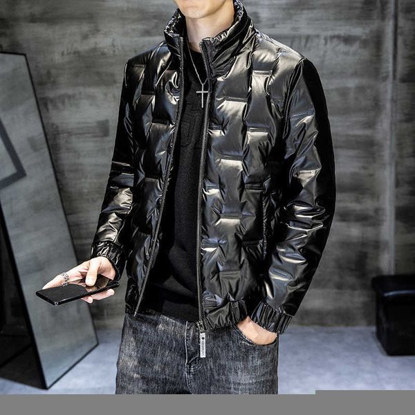 

men's down parkas light jacket winter bright face short fashion brand cool cold warm coat individual outerwear korean vers g220930, Black