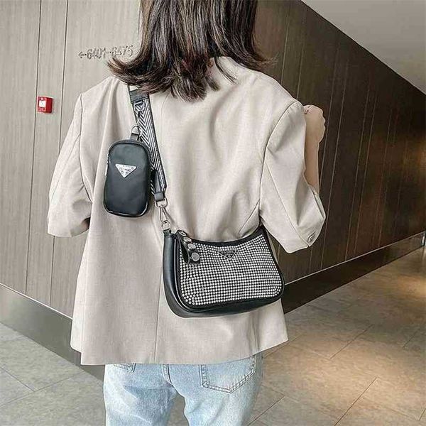 

70% off 2023 designer bag luxury hand wide strap child and mother women's single underarm texture oblique span super flash
