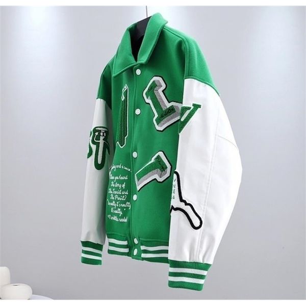 

men's jacket brand  vintage bomber coats letter embroidery autumn men baseball s hip hop loose varsity s, Black;brown