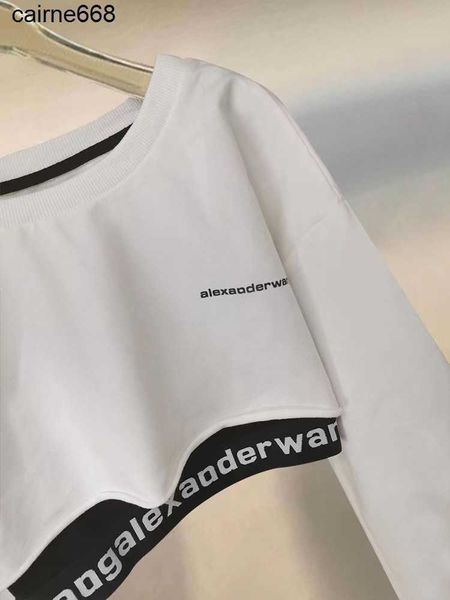 

designer women's hoodies sweatshirts two-piece short open navel sweater new lettered alexanders printed round neck women wangs, Black