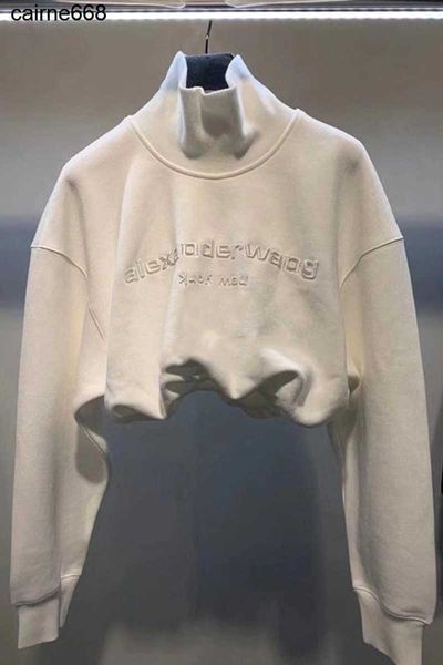 

designer women's hoodies sweatshirts new loose embroidery casual open belly short long alexanders sleeve women's sweatshirt wangs, Black