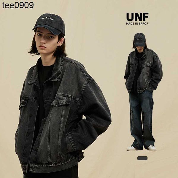 

personalized jacket unf autumn and winter new american fashion brand casual loose short black basic couple washing denim coat, Black;brown